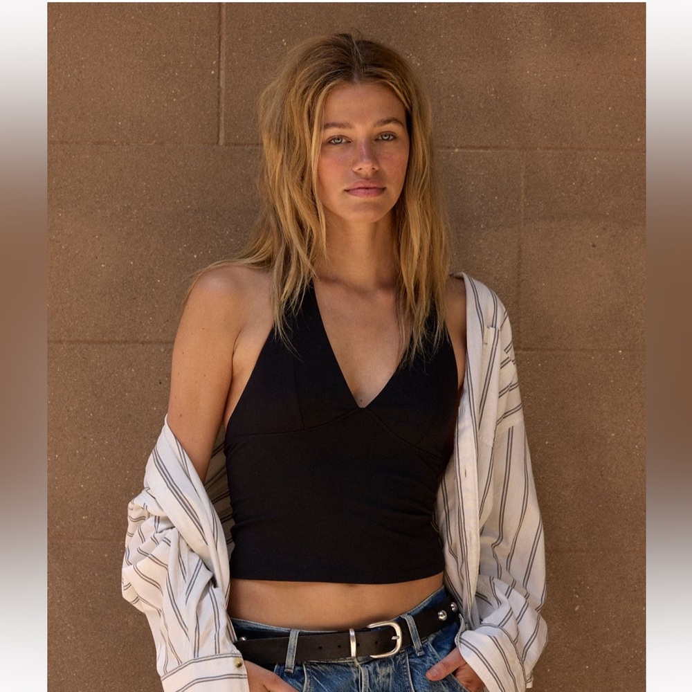 Free People Still Here Halter Cami in Black